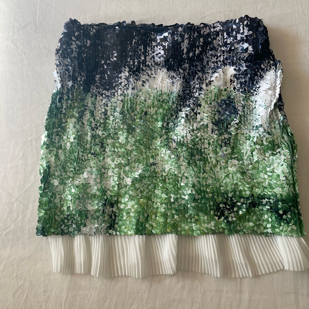 Zara Green and Navy Sequin Mini Skirt